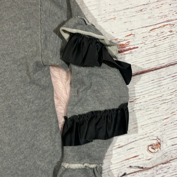 J. Crew Heather Gray Ruffle Trim Sleeve Sweatshirt - Picture 8 of 10